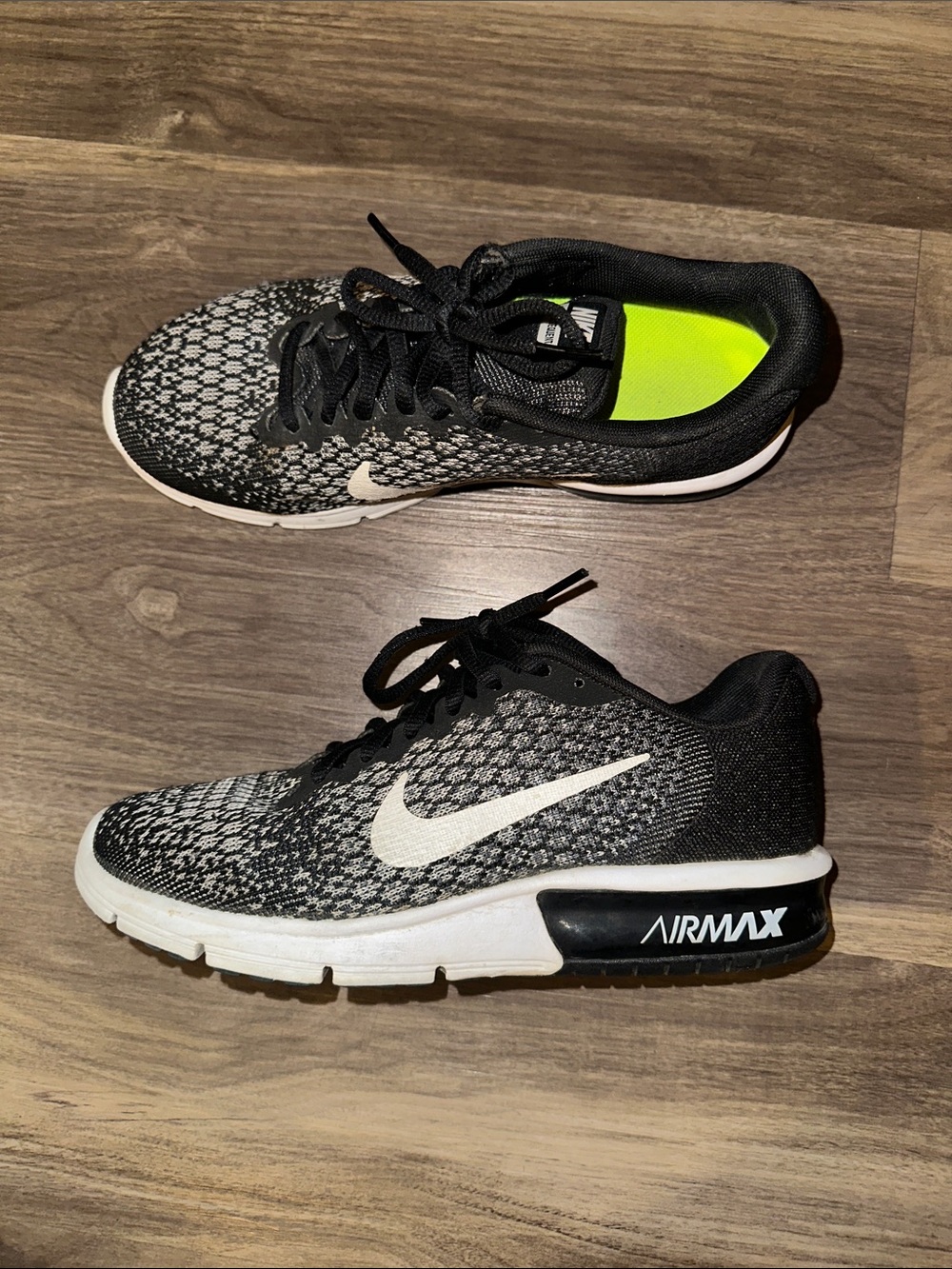 Nike Black and White Air Max Knit Running Shoes